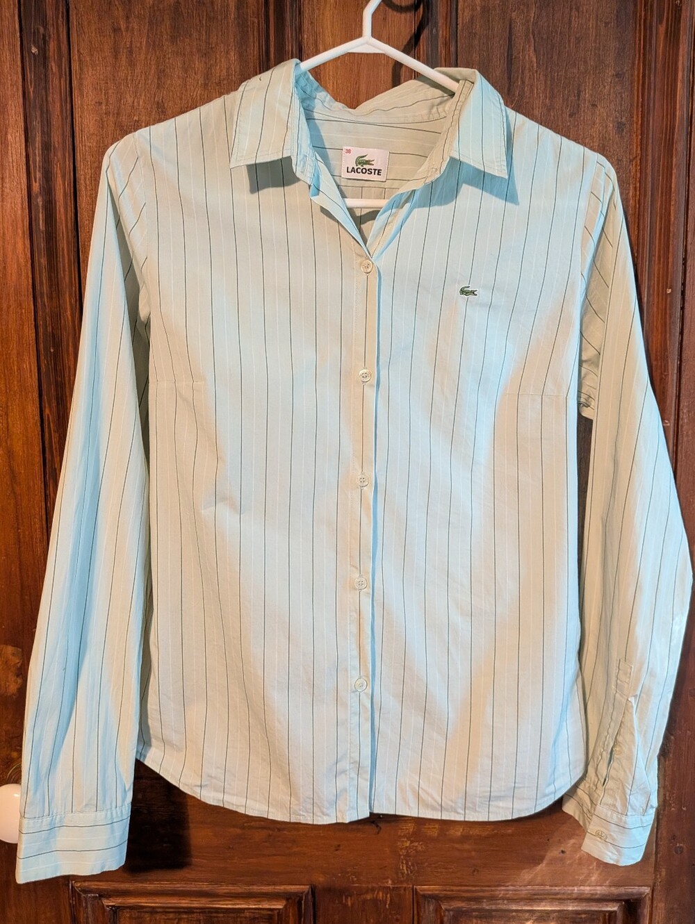 Y2K Lacoste Striped Button Down Shirt Mint Green